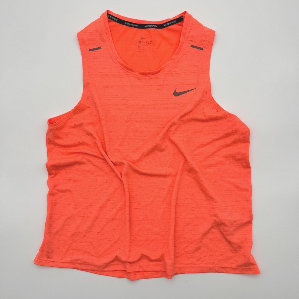 Nike Running Dri-FIT Tank Top Womens Medium Neon Orange Sleeveless Shirt